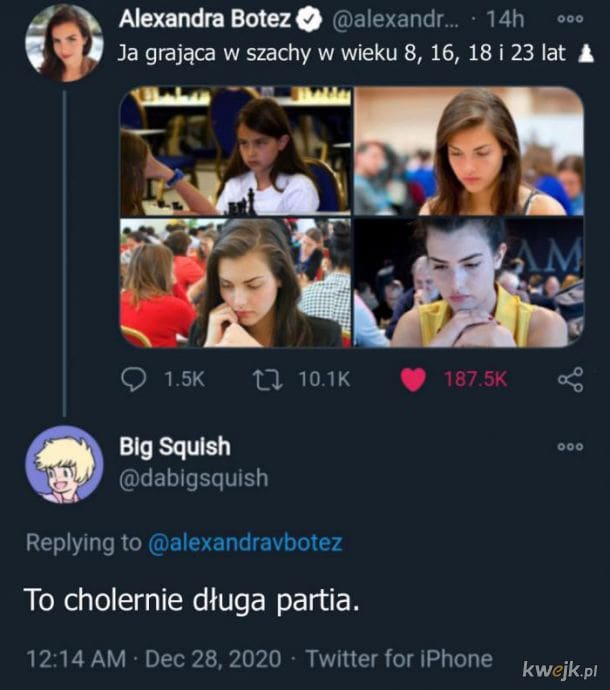 Zdjęcia streamerki Alex Botez z wygenerowanym podpisem. Kontekst: mem nawiązujący do różnicy wieku na jej zdjęciach.