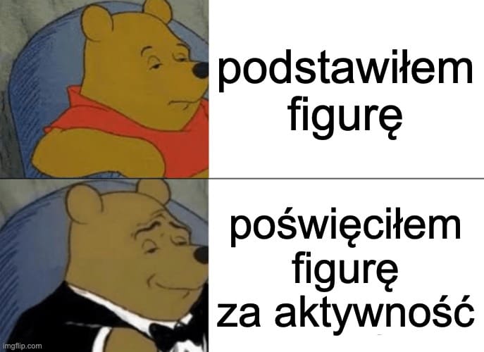 Mem, który wyśmiewa się z graczy, którzy nie potrafią przyznać się do własnych błędów. Gdy gracz „podstawia” własne figury przeciwnikowi nie w celu uzyskania przewagi, ale przez nieuwagę, ale potem uzasadnia to wymyślając powody takiego ruchu.